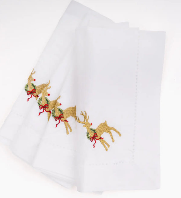 4 Piece Set of Reindeer Dinner Napkins