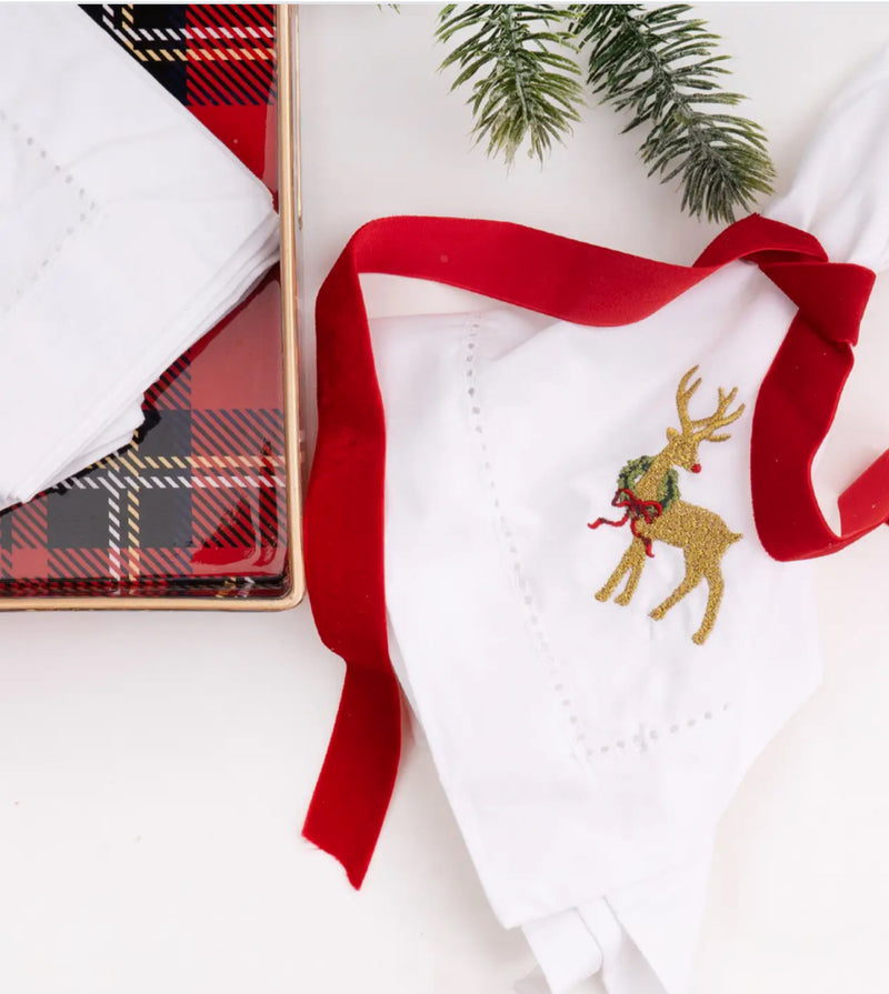 4 Piece Set of Reindeer Dinner Napkins