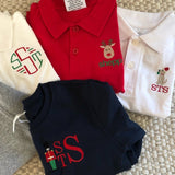 Christmas White Long Sleeve Polo (3 Design Options)