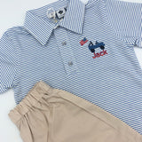 SALE! Busy Bees JD Pull Up Short - Khaki & Navy, Navy Seersucker