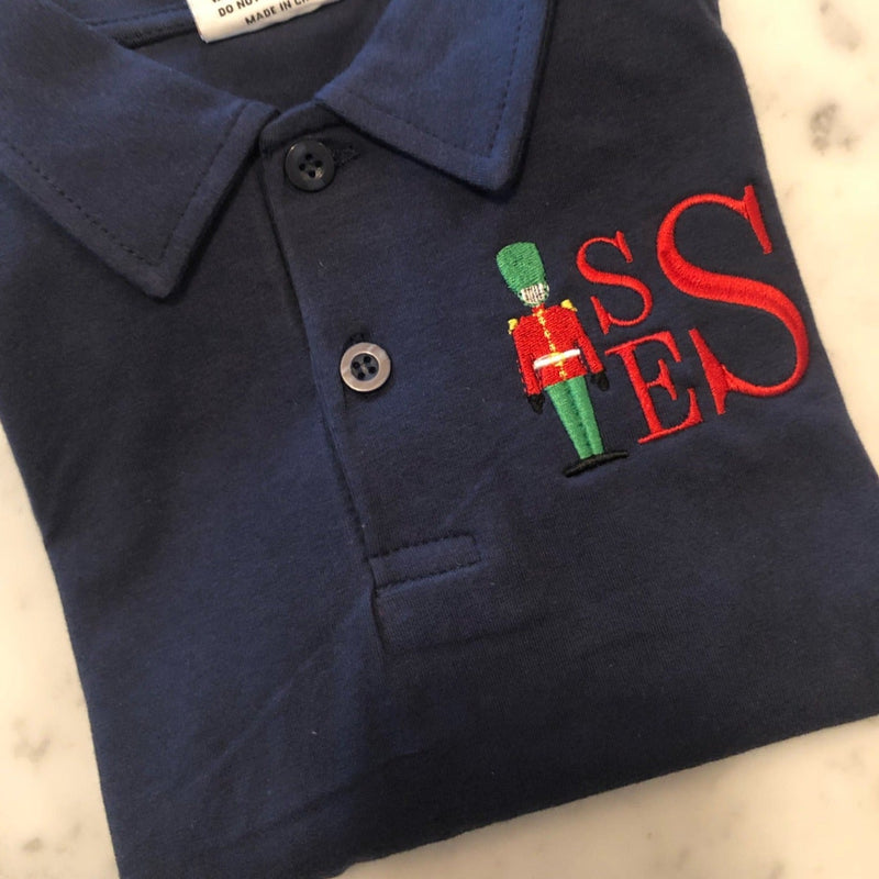 Christmas Long Sleeve Polo (Navy or Red)